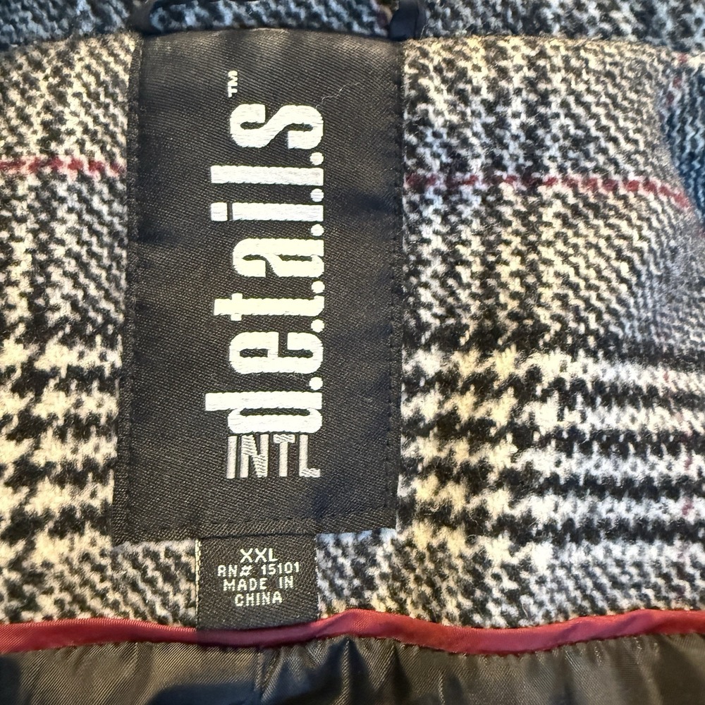 d.e.t.a.i.l.s INTL Women's Sz XXL Plaid Wool Blend Overcoat Lined Zip Pockets - Picture 4 of 14